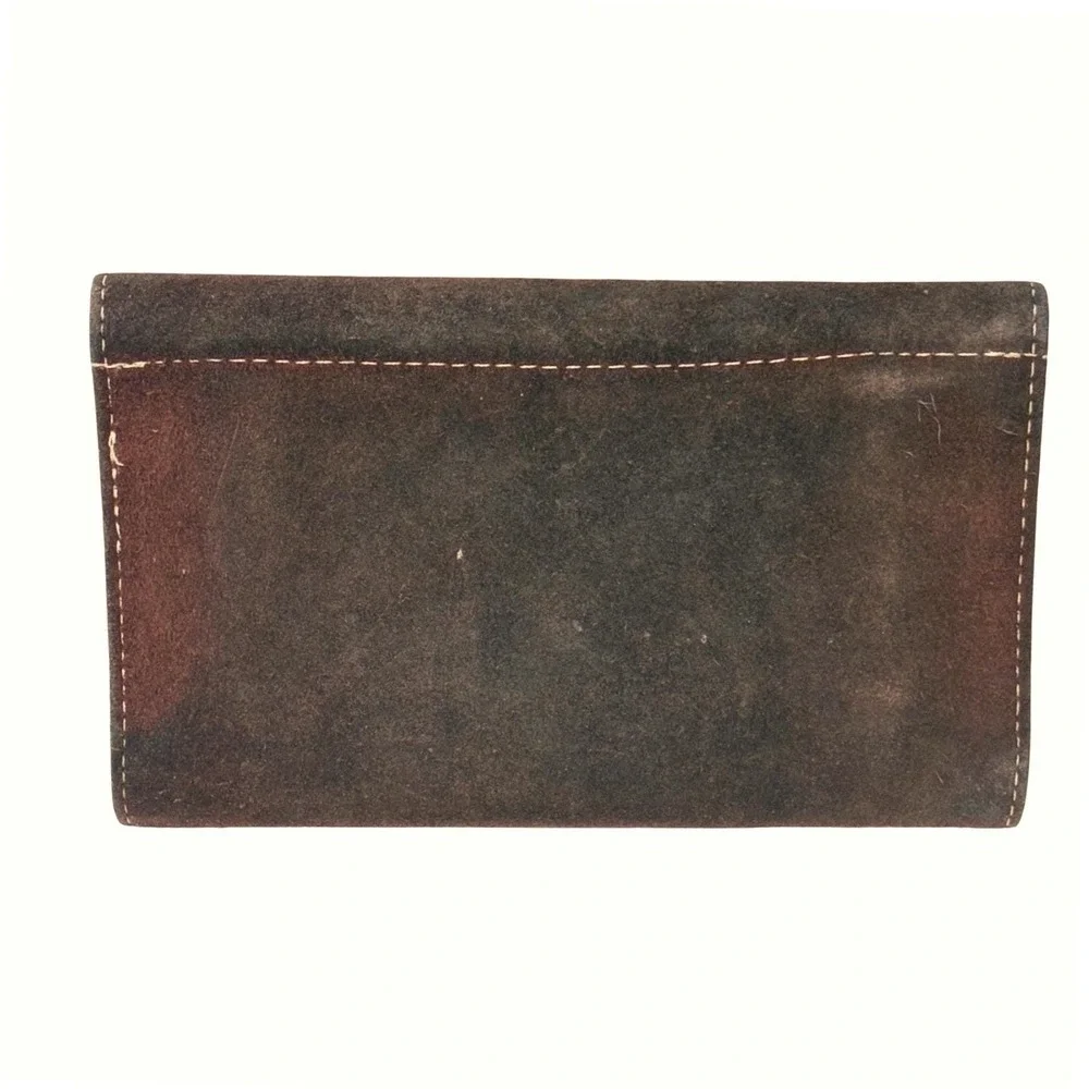 Vintage Brazilian Leather Envelope Wallet Brown Soft Snap Minimalist Unisex Y2K‎